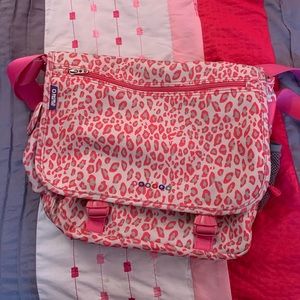 Off the shoulder backpack pink cheetah print